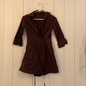 Costa Blanca wrap around long blouse in a deep brown.